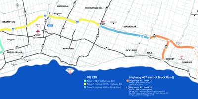 Mapu Toronto diaľnici 407
