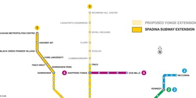 Mapa metro Toronto rozšírenie