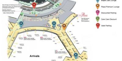 Mapu Toronto Pearson international airport príletovej hale terminálu