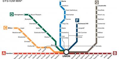 Mapu Toronto vlaky Ísť Tranzit