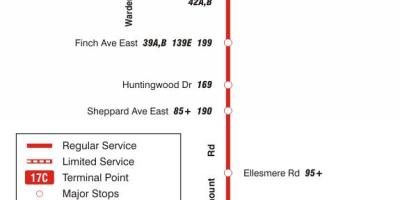Mapa TTC 17 Birchmount autobusová zastávka Toronto
