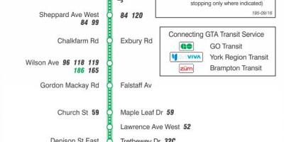 Mapa TTC 195 Jane Rakety, autobusová zastávka Toronto