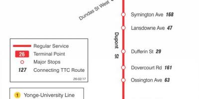 Mapa TTC 26 Dupont autobusová zastávka Toronto