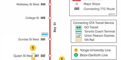 Mapa TTC 6 Bay autobusová zastávka Toronto