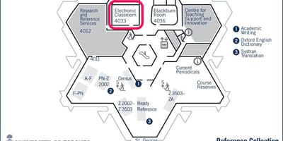 Mapa university of Toronto Robarts knižnice elektronické triede