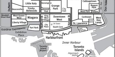 Mapa Susedstve Južnej Core Toronto