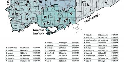 Mapa Vonkajšie bazény Toronto