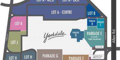 Mapa Yorkdale Shopping Centre parkovanie
